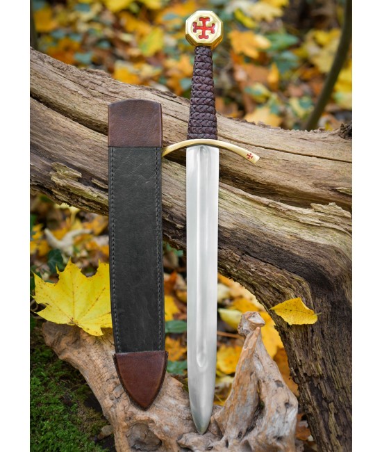 Templar Dagger with Leather Scabbard