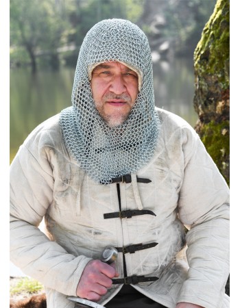 Chain mail coif, galvanised