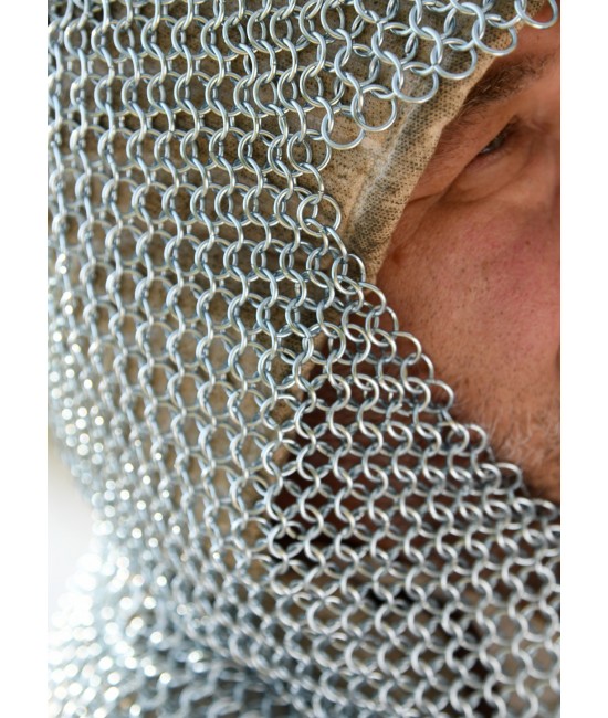 Chain mail coif, galvanised