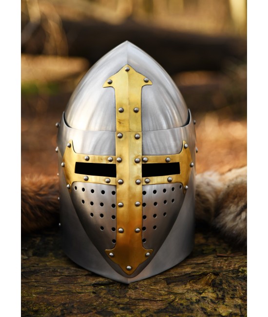 Sugarloaf Helm with hinged visor, 1.6 mm steel, polished