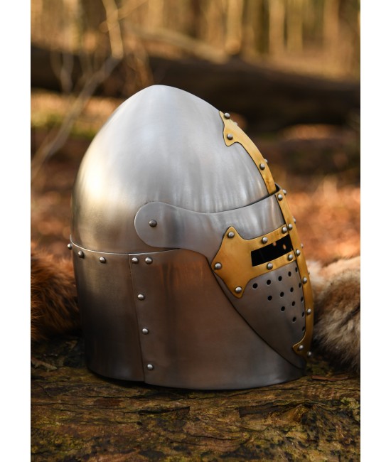 Sugarloaf Helm with hinged visor, 1.6 mm steel, polished