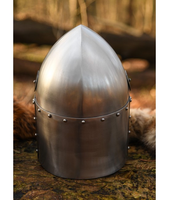 Sugarloaf Helm with hinged visor, 1.6 mm steel, polished