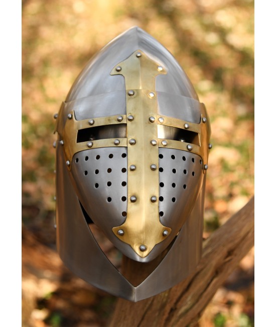 Sugarloaf Helm with hinged visor, 1.6 mm steel, polished