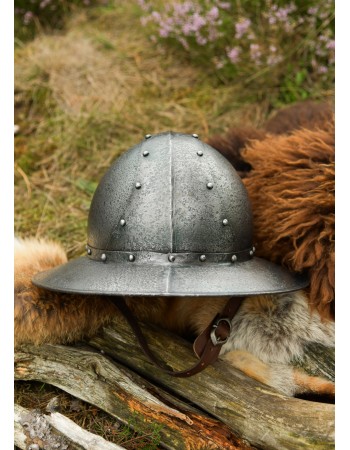 Medieval kettle hat, antique finish, 1.6mm steel
