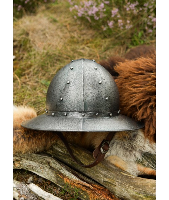 Medieval kettle hat, antique finish, 1.6mm steel