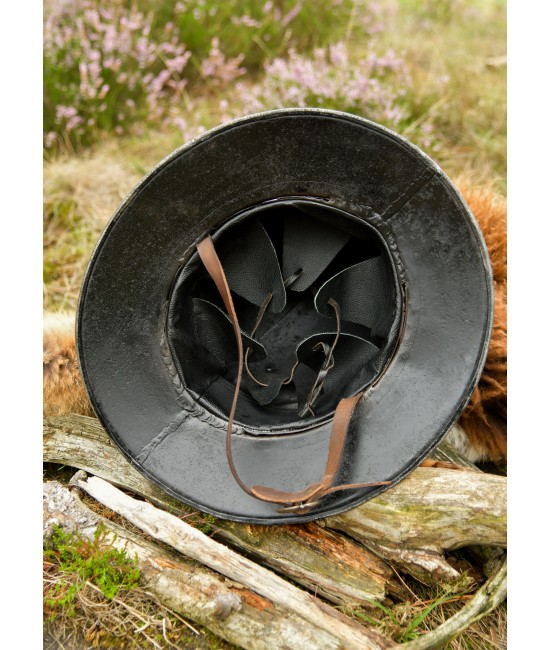 Medieval kettle hat, antique finish, 1.6mm steel