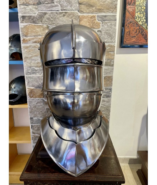 Gothic sallet helmet with gorget, 1.6mm steel