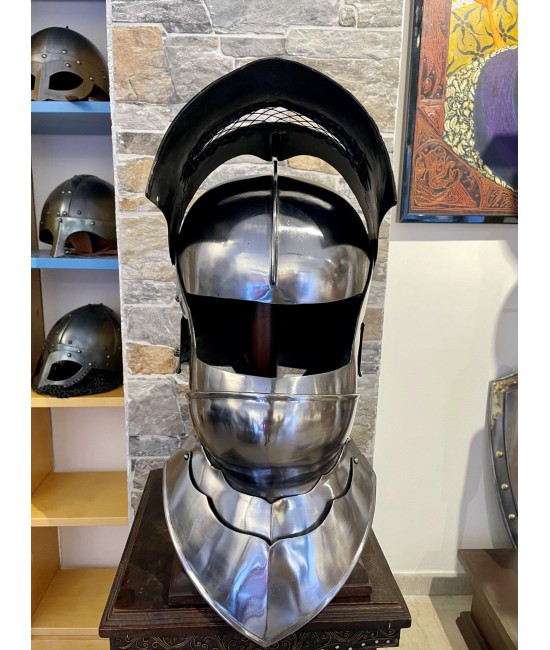 Gothic sallet helmet with gorget, 1.6mm steel