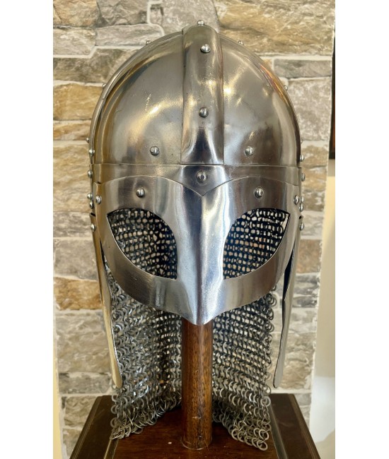 Viking Helmet with Riveted Chainmail