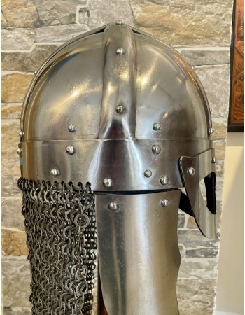Viking Helmet with Riveted Chainmail