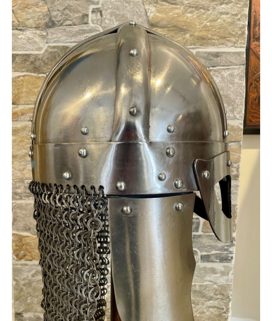 Viking Helmet with Riveted Chainmail