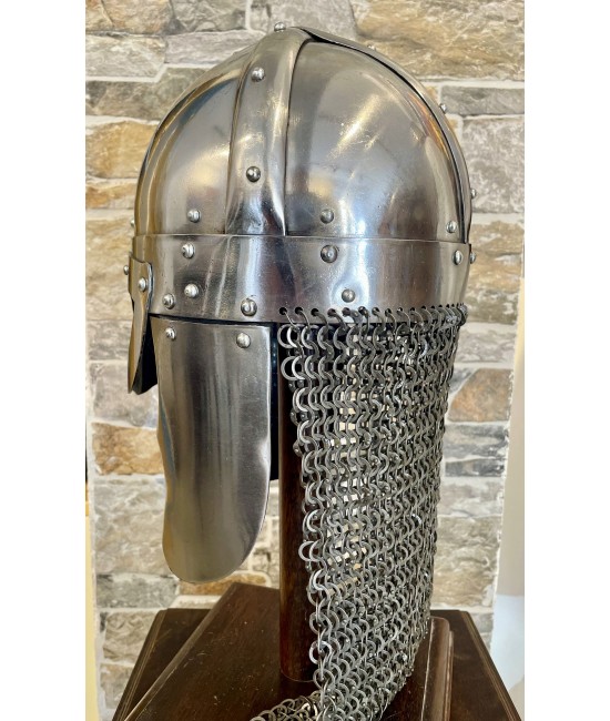Viking Helmet with Riveted Chainmail