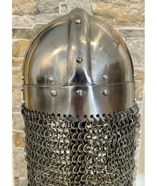 Viking Helmet with Riveted Chainmail