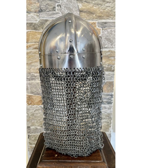 Viking Helmet with Riveted Chainmail