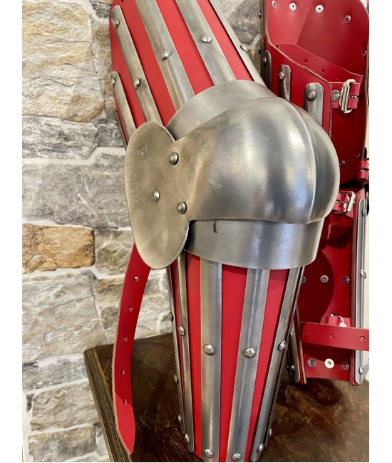 Medieval Splint Arm Harness, red leather