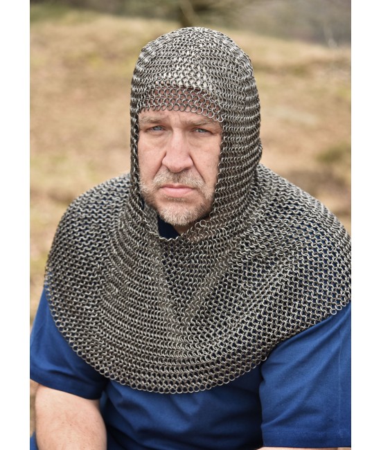 Chainmail coif, butted spring steel, 8 mm inner diameter
