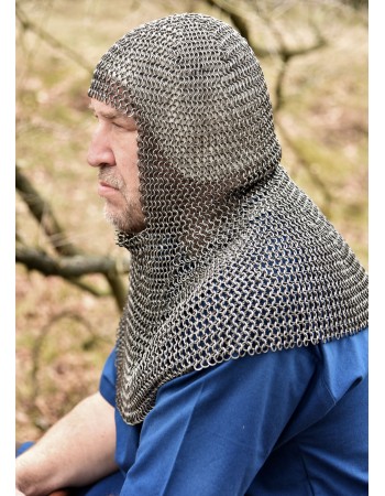 Chainmail coif, butted spring steel, 8 mm inner diameter