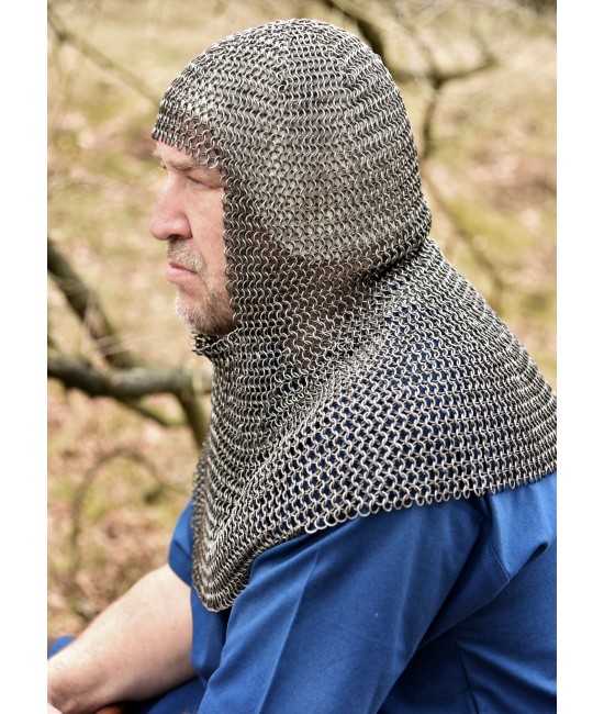 Chainmail coif, butted spring steel, 8 mm inner diameter