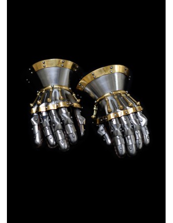 Medieval Gauntlets with brass