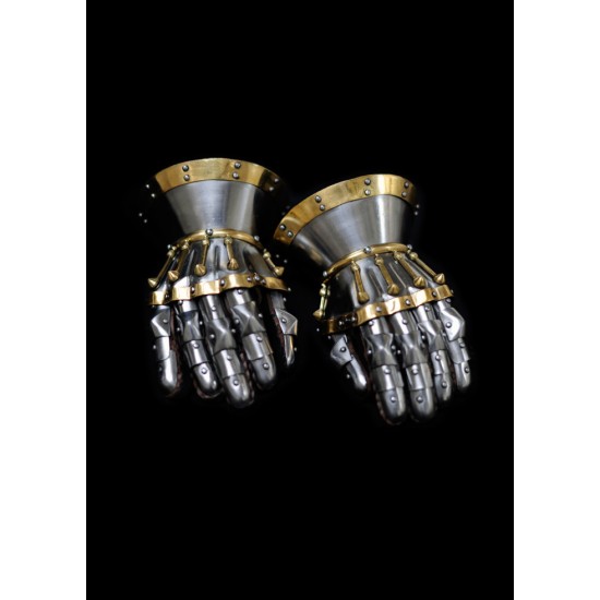 Medieval Gauntlets with brass