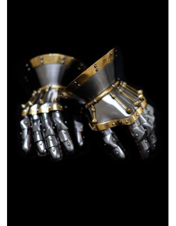 Medieval Gauntlets with brass