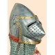 Medieval bassinet helmet with brass pieces