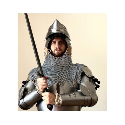 Medieval bassinet helmet with spout