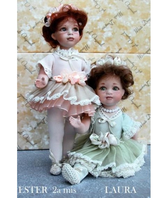 Porcelan Dolls: Esther and Laura (Dancer) Collectible Porcelain Doll - Esther: 11.8 in; Laura: 11 in