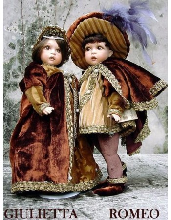 Dolls, Romeo And Juliet,  Collectible Porcelain Dolls - Dimensions: 13.4 in