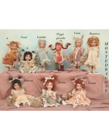 Porcelain Dolls - Pippi, Nene, Loretta, Beatrice, Lina - size 24 cm