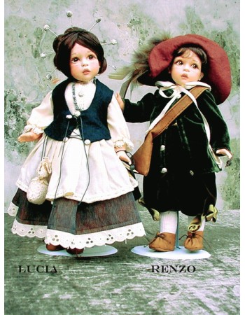 Porcelain Dolls: Renzo and Lucia - size: 34 cm