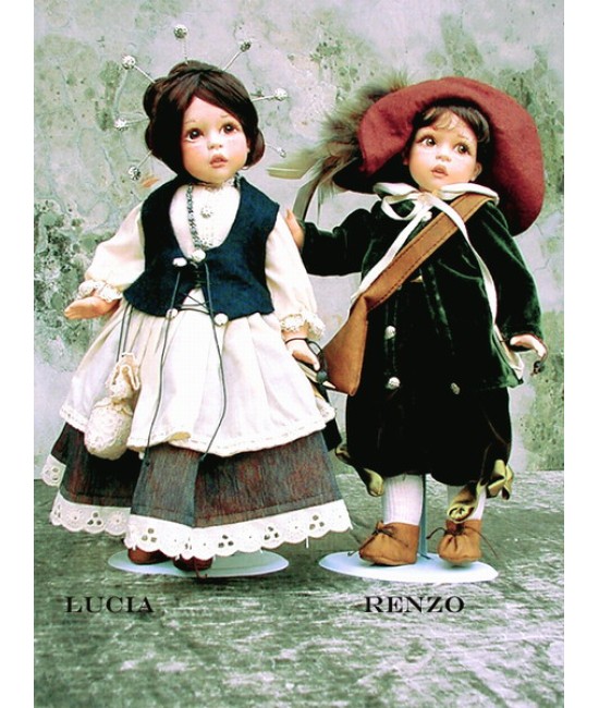 Porcelain Dolls: Renzo and Lucia - size: 34 cm