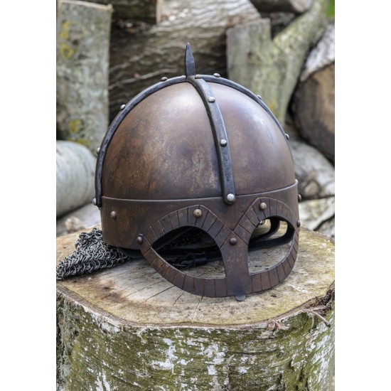 The Gjermundbu Helmet with riveted aventail, 2 mm steel