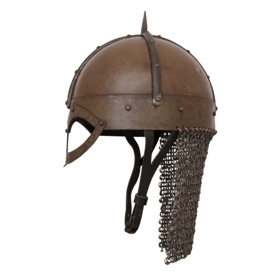 The Gjermundbu Helmet with riveted aventail, 2 mm steel The Gjermundbu Helmet with riveted aventail, 2 mm steel
