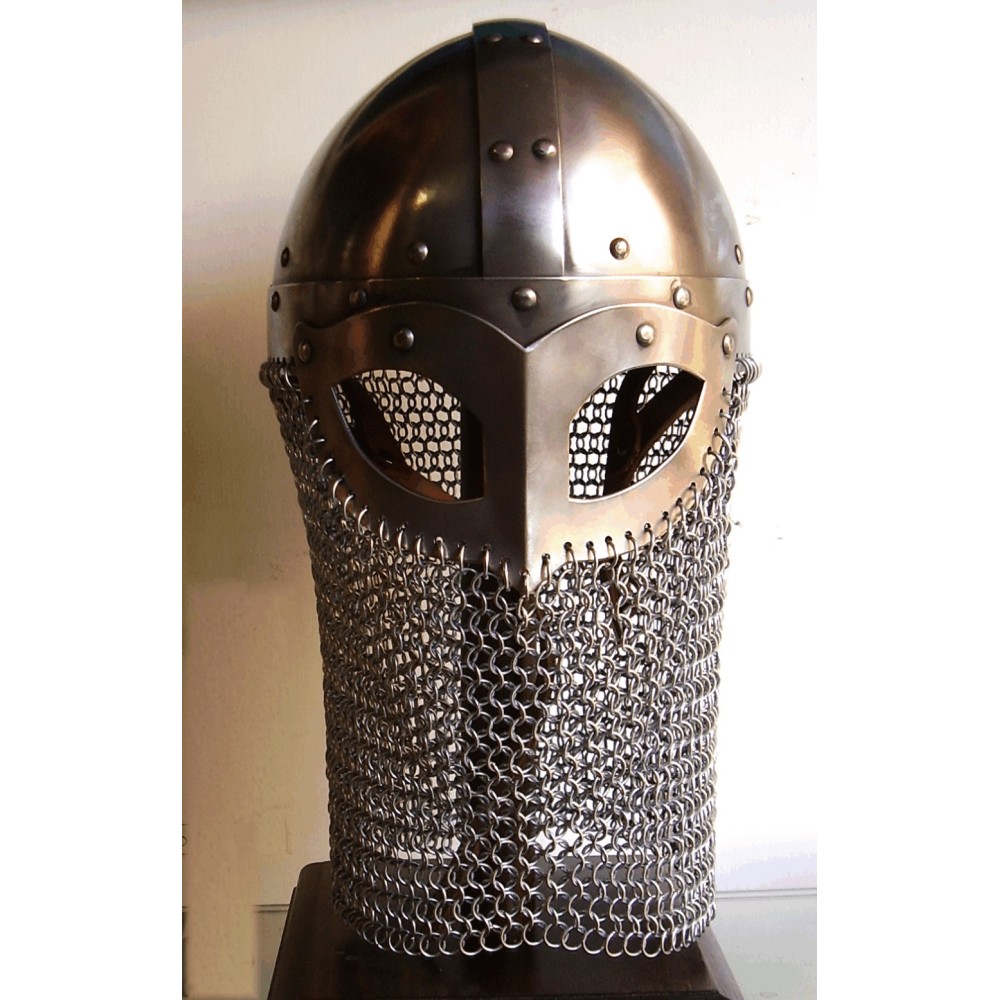 warriorpoint Medieval Norman Viking Armor Knight Helmet GJERMUNDBU Helmet with Wooden Stand 