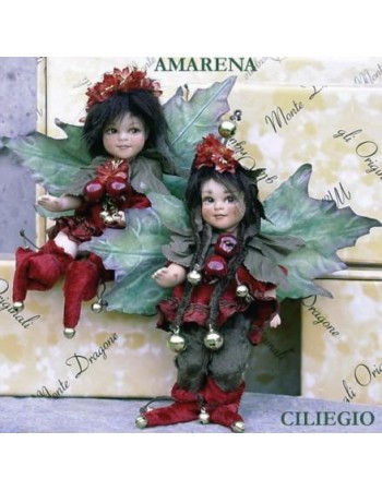 Black Cherry and Cherry Porcelain Fairy Dolls 7 in, Porcelain Fairy Dolls 