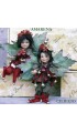 Black Cherry and Cherry Porcelain Fairy Dolls 7 in, Porcelain Fairy Dolls 
