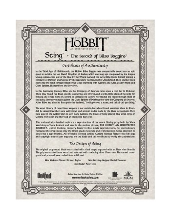 Sting - the Sword of Bilbo Baggins
