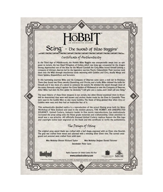 Sting - la spada di Bilbo Baggins
