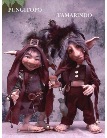 Pungitopo and Tamarind Porcelain Elf Gnome Doll, Porcelain Fairy Dolls 