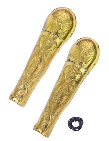 Greaves of the Praetorian Guard in stamped brass, pair