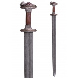 Scandinavian with Tin-Plated Brass Hilt, Damascus Steel Blade
