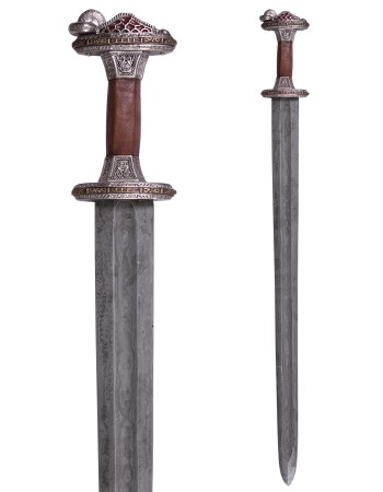 Scandinavian with Tin-Plated Brass Hilt, Damascus Steel Blade