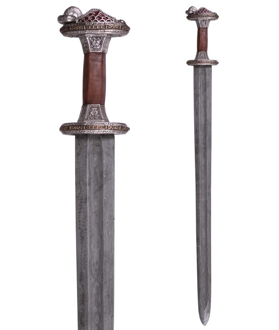 Scandinavian with Tin-Plated Brass Hilt, Damascus Steel Blade