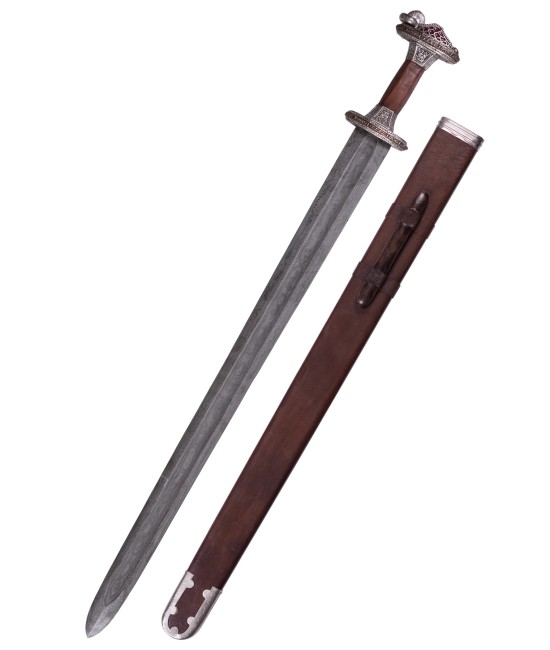 Scandinavian with Tin-Plated Brass Hilt, Damascus Steel Blade
