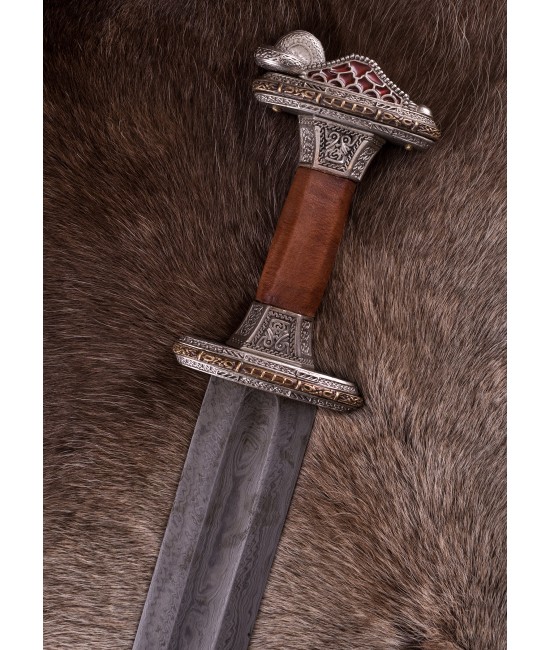 Scandinavian with Tin-Plated Brass Hilt, Damascus Steel Blade