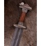Scandinavian with Tin-Plated Brass Hilt, Damascus Steel Blade