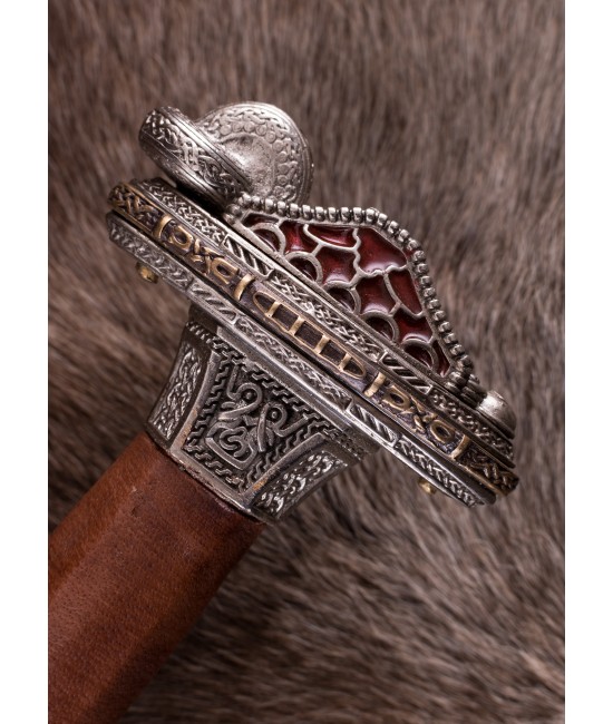 Scandinavian with Tin-Plated Brass Hilt, Damascus Steel Blade