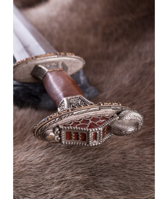 Scandinavian with Tin-Plated Brass Hilt, Damascus Steel Blade
